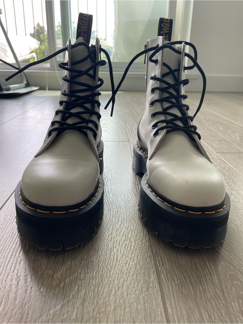 Dr. Martens White Leather Jadon Platform Lace-Up Boot - Picture 5 of 9
